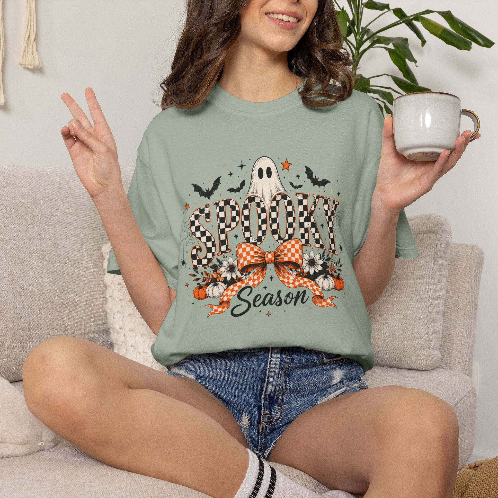 Spooky Season T-Shirt Ghost, Bats & Pumpkin Halloween Tee